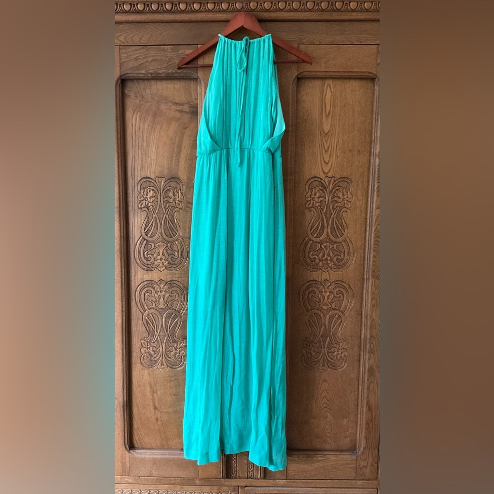 Row A Nordstrom Halter Maxi Column Dress Seafoam Green Slub Texture Small - Picture 2 of 7